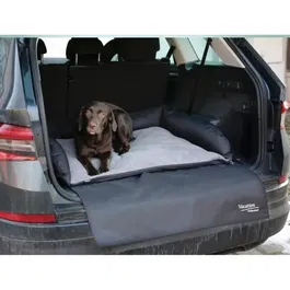Kerbl Coussin de coffre pour chien et chat, protection pour voiture, housse amovible et lavable, tissu Oxford et velours, gris/noir 80 x 60 cm