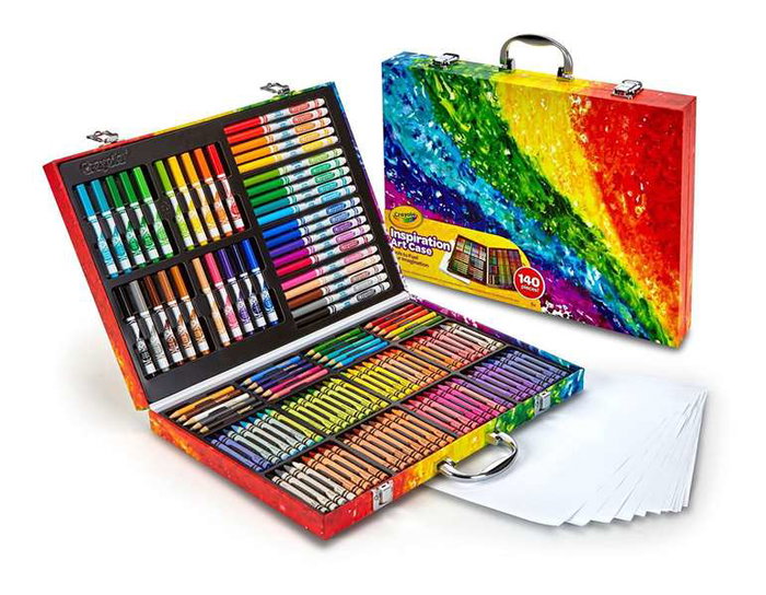 Crayola Mallette artiste arc-enfant Arc-en-ciel 140 pièces 9, plastique, 9,5x4x28 cm