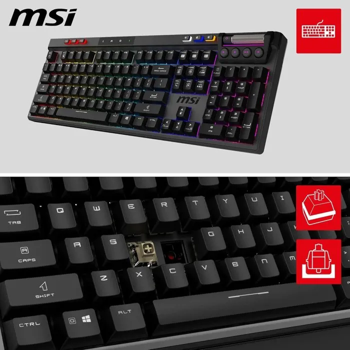 MSI STRIKE PRO Wireless - Clavier gamer sans fil RGB Noir - Kailh Midnight Pro Silent MSI STRIKE PRO Wireless - Clavier gamer sans fil RGB Noir - Kailh Midnight Pro Silent
