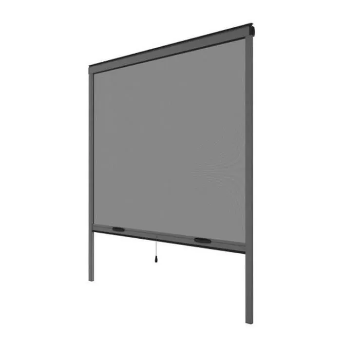 Moustikit Moustiquaire enroulable pour fenêtre aluminium gris anthracite 125 x 145 cm - Toile fibre de verre - Ajustable en hauteur et largeur - Garantie 2 ans