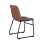 GINER Y COLOMER Lot de 4 chaises capitonnées en PU marron avec structure en acier noir, design élégant, dossier et assise rembourrés