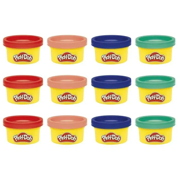 Play-Doh Pack de 12 pots L'Imagination en fête, pâte à modeler 28 g avec autocollants, loisirs créatifs pour enfants dès 2 ans, cadeau