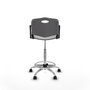 Tabouret Taburete Robledo Pivotant Chlorure de polyvinyle Gris clair Structure chromée Accoudoirs fixes Sans appui-tête Roulettes en nylon 50 mm