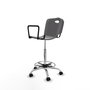 Tabouret Taburete Robledo Pivotant Chlorure de polyvinyle Gris clair Structure chromée Accoudoirs fixes Sans appui-tête Roulettes en nylon 50 mm