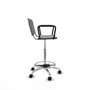 Tabouret Taburete Robledo Pivotant Chlorure de polyvinyle Gris clair Structure chromée Accoudoirs fixes Sans appui-tête Roulettes en nylon 50 mm