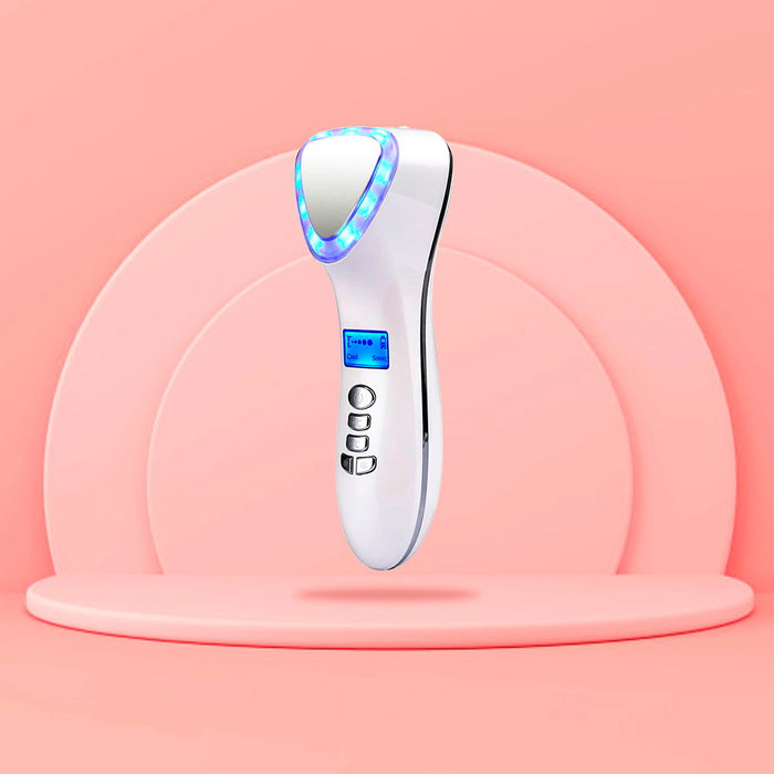 Paloma Beauties - Masseur facial 6-en-1 Chaud et Froid avec lumières LED Rouge et Bleue, massage sonique, thermothérapie, cryothérapie, anti-âge pour rides et peau ferme