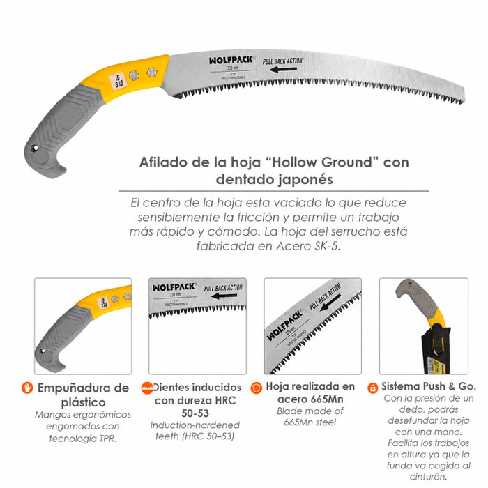 WOLFPACK LINEA PROFESIONAL Serrucho Podar Entry Curvo 330 mm