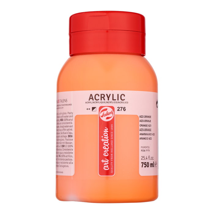 Talens Art Creation Peinture Acrylique Orange Azo 276, 750 ml Talens Art Creation Peinture Acrylique Orange Azo 276, 750 ml