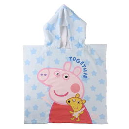 Serviette poncho avec capuche Peppa Pig Bleu clair 55 x 77 cm