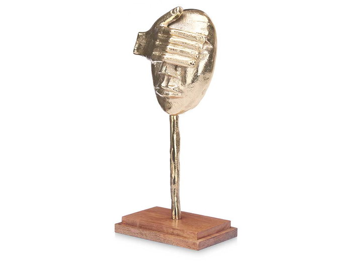 Giftdecor Figure Métal Main Œil Or avec Support Bois 16x34x10 cm (Set de 6)