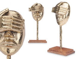 Giftdecor Figure Métal Main Œil Or avec Support Bois 16x34x10 cm (Set de 6)