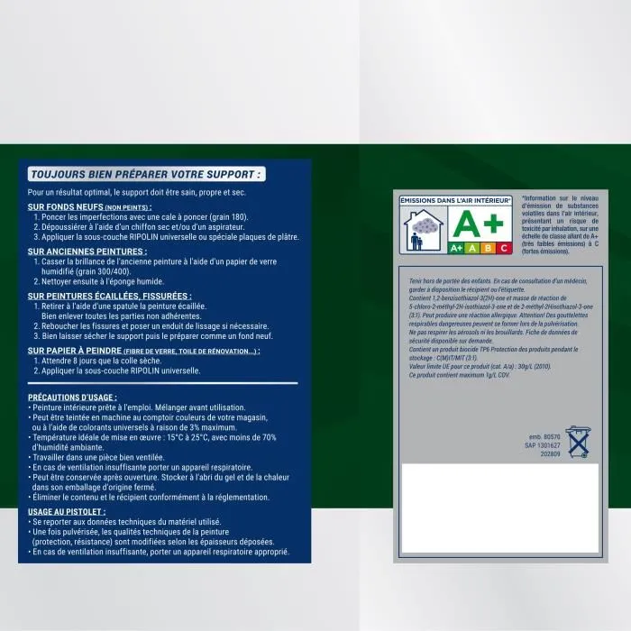 Ripolin - Peinture monocouche murs et plafonds blanc satin ultra couvrante, 10 litres