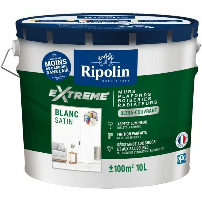 Ripolin Peinture Mur et Plafond Monocouche Satin Blanc 10L