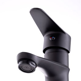 Robinet de lavabo classique monomando noir, eau chaude-froide, bec bas