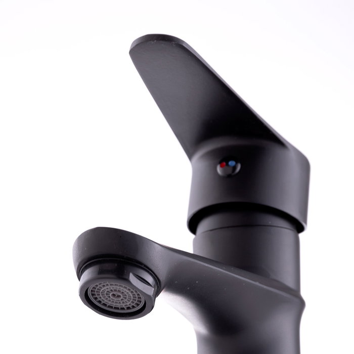 Robinet de lavabo classique monomando noir, eau chaude-froide, bec bas
