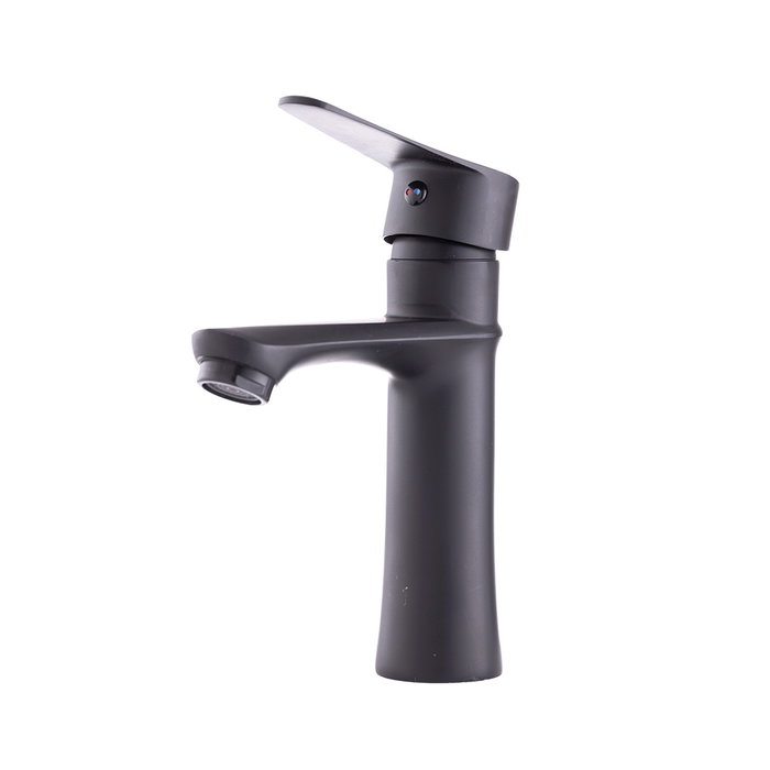 Robinet de lavabo classique monomando noir, eau chaude-froide, bec bas
