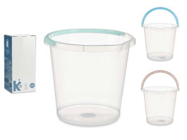 ARTE REGAL Seau en Plastique Transparent 13 L avec Poignée, Assortiment 3 Couleurs