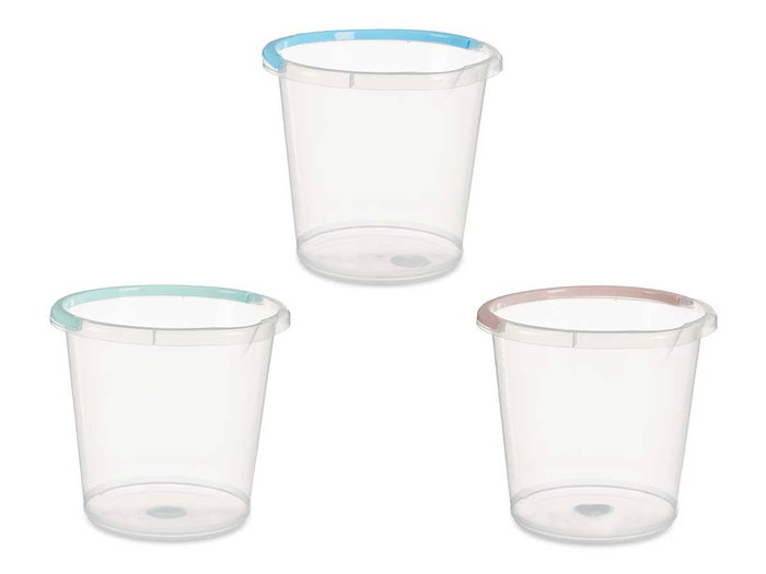 ARTE REGAL Seau en Plastique Transparent 13 L avec Poignée, Assortiment 3 Couleurs