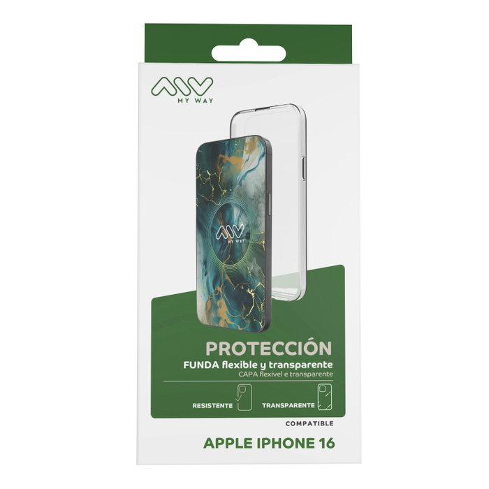 Myway Coque Apple iPhone 16 Transparente – Protection TPU Fine, Légère et Résistante Myway Coque Apple iPhone 16 Transparente – Protection TPU Fine, Légère et Résistante