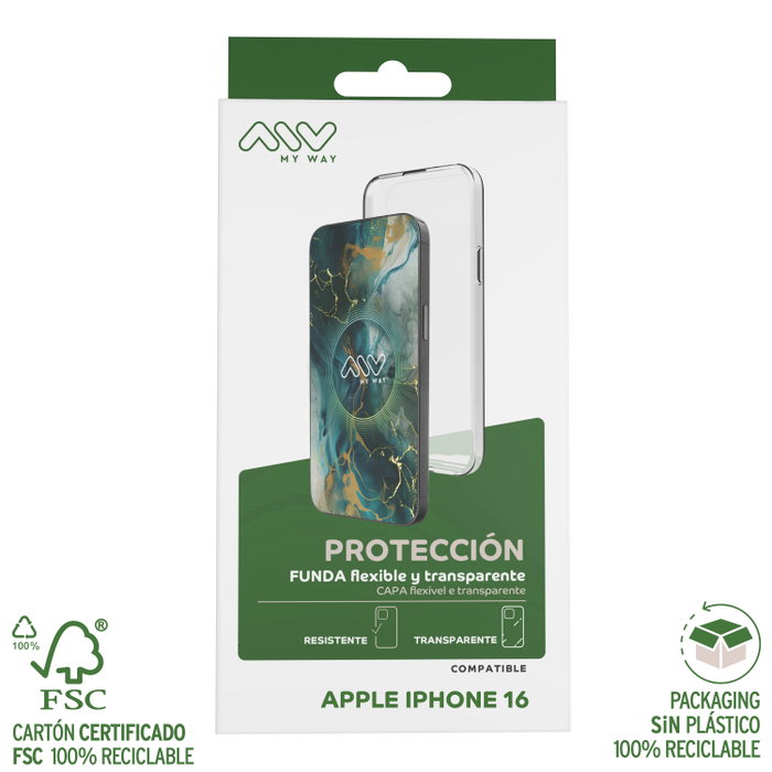 Myway Coque Apple iPhone 16 Transparente – Protection TPU Fine, Légère et Résistante Myway Coque Apple iPhone 16 Transparente – Protection TPU Fine, Légère et Résistante