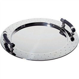 Alessi MGVASS Bandeau de service rond à poignées Michael Graves en acier inoxydable 18/10 - 48 cm