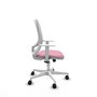 Chaise Cilanco Synchro 3 positions tissu Rose Maille Blanc Structure polyamide blanc Accoudoirs blancs Sans appui-tête Roulettes 65mm nylon