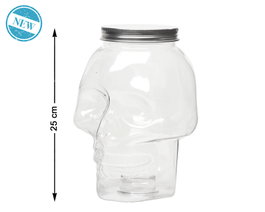 Atosa Bouteille avec Couvercle et Design de Crâne Transparent