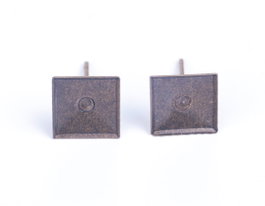 Innspiro Boucles d'oreilles métalliques pour incrustation base carrée doré vieilli 8x8x12mm