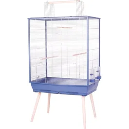 ZOLUX Cage surélevée NéoLife pour oiseaux - Perruche, Calopsitte, Canari - 81 x 48 x 152 cm, Bleu, 4 perchoirs, mangeoires