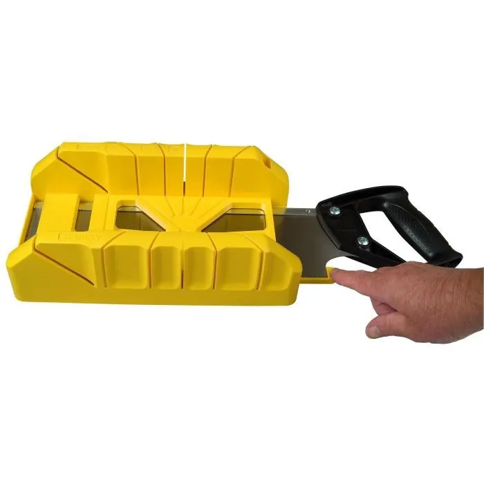 Stanley 1-19-800 Boîte à coupe Holster en plastique ABS avec scie à dos intégrée, 3 angles (45°, 90°, 22.5°), 350 mm