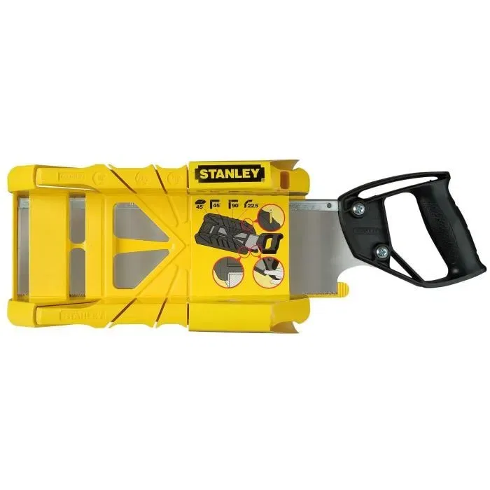Stanley 1-19-800 Boîte à coupe Holster en plastique ABS avec scie à dos intégrée, 3 angles (45°, 90°, 22.5°), 350 mm