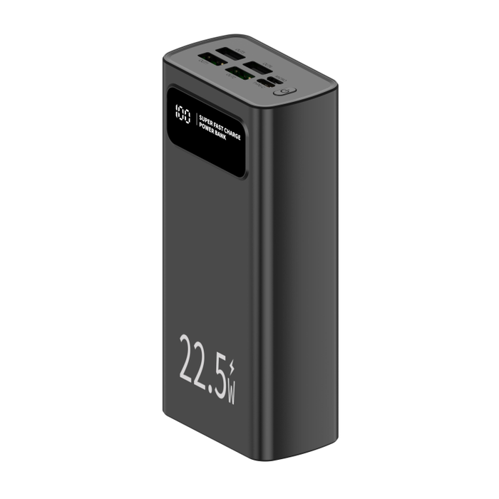 Leotec Powerbank 30000mAh 22,5W PD20W Noir - Batterie Externe USB-C avec Écran LCD