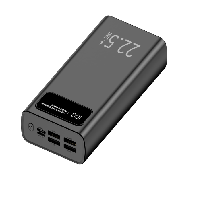 Leotec Powerbank 30000mAh 22,5W PD20W Noir - Batterie Externe USB-C avec Écran LCD