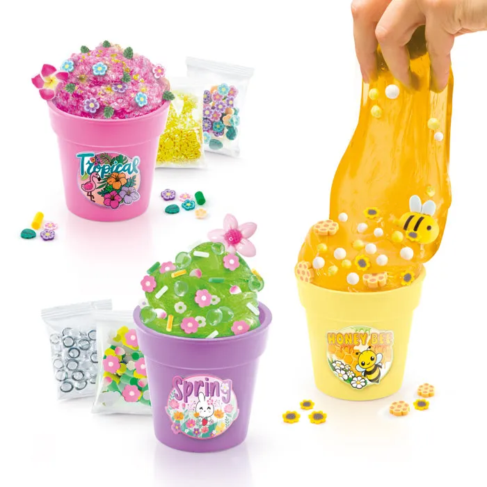 Canal Toys SSC 418 So Slime Flower - 3 Pots de Slime Parfumée avec Décorations et Charms - Jouet Créatif dès 6 Ans