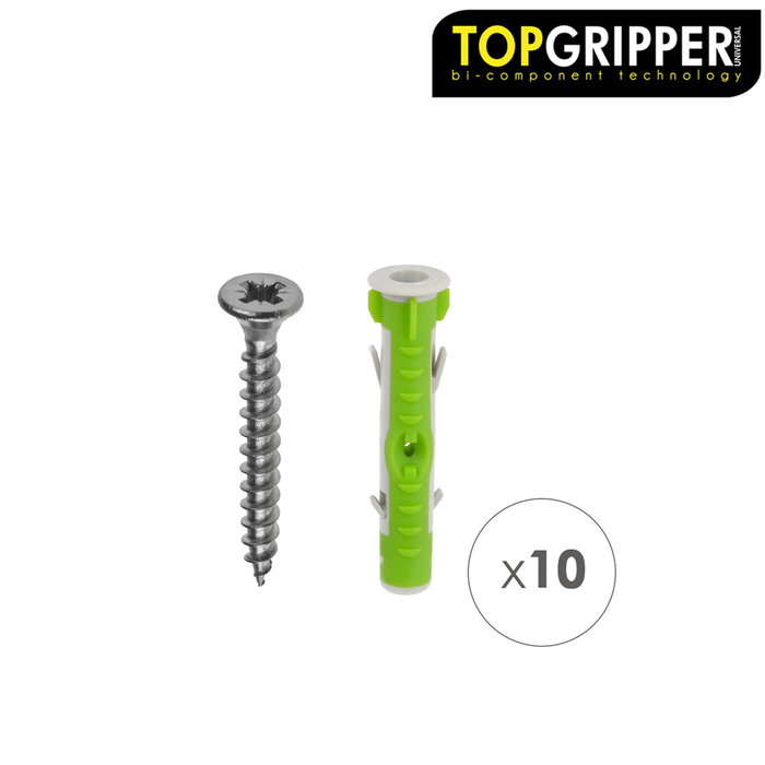 WOLFPACK LINEA PROFESIONAL Blister de chevilles Topgripper bimatériau Ø 10 mm avec vis Ø 6 x 60 mm (10 pièces)