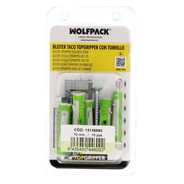 WOLFPACK LINEA PROFESIONAL Blister de chevilles Topgripper bimatériau Ø 10 mm avec vis Ø 6 x 60 mm (10 pièces)