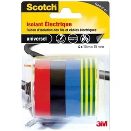Scotch 4 rouleaux de ruban adhésif isolant électrique 10 m x 15 mm
