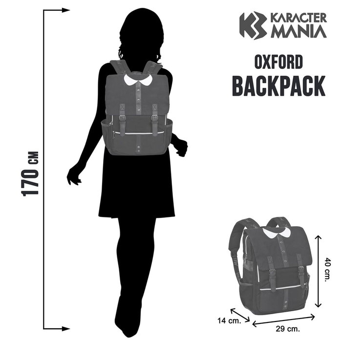 Karactermania Mochila Oxford Miércoles Uniform Noir