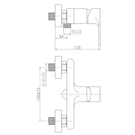 Edouard Rousseau - Mitigeur de douche moderne, bec douchette, cartouche céramique Ø 35 mm, entraxe 150 mm, laiton, gris - Garantie 5 ans