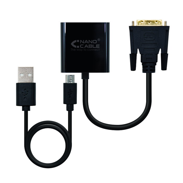 Nanocable Adaptateur Convertisseur DVI 24+1 vers VGA, 10 cm, Noir