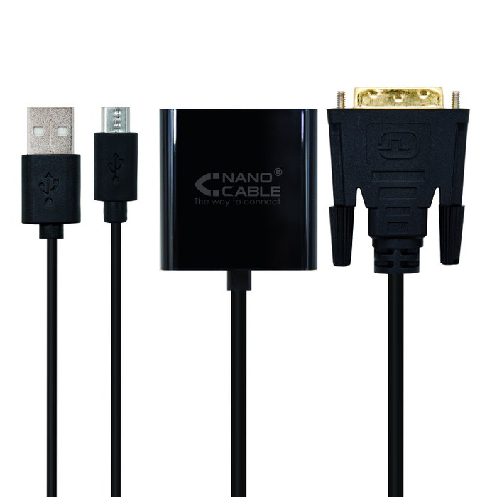 Nanocable Adaptateur Convertisseur DVI 24+1 vers VGA, 10 cm, Noir