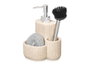 Kinvara Distributeur de savon pour cuisine avec éponge et brosse crème 13x19x11 cm (Set de 12)