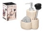 Kinvara Distributeur de savon pour cuisine avec éponge et brosse crème 13x19x11 cm (Set de 12)
