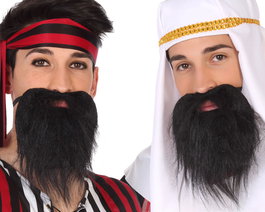 Fausse Barbe Noire Épaisse pour Pirate ou Déguisement Arabe avec Moustache - Accessoire Adulte pour Carnaval et Fêtes