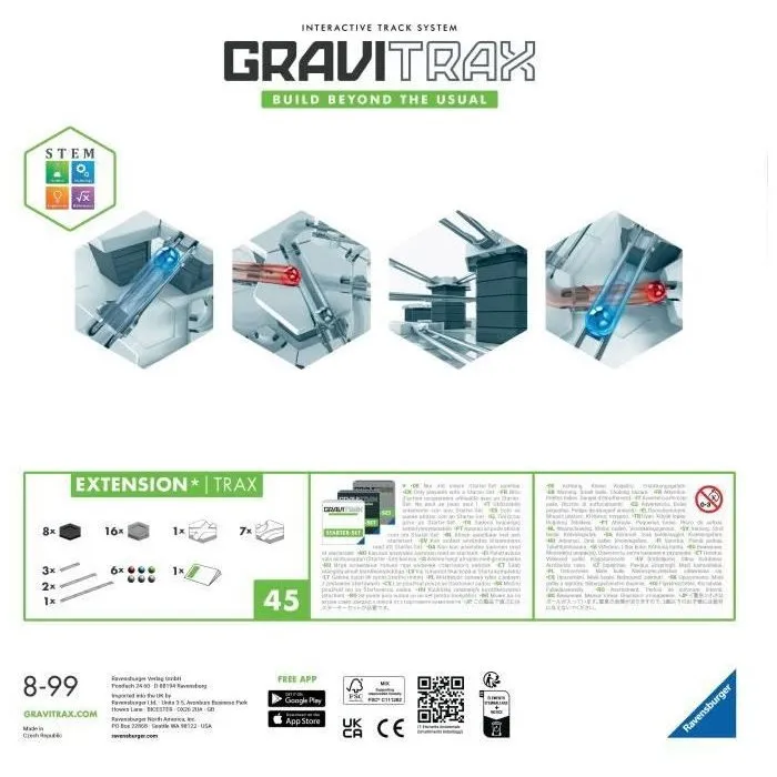 Ravensburger GraviTrax 224142 Set d'Extension Trax/Rails de 44 Éléments pour Circuits de Billes - À Partir de 8 Ans