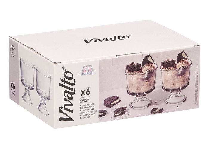 Vivalto Coupe à Glace 290 ml en Verre Transparent 9.3x10.5x9.3 cm (Set de 24)