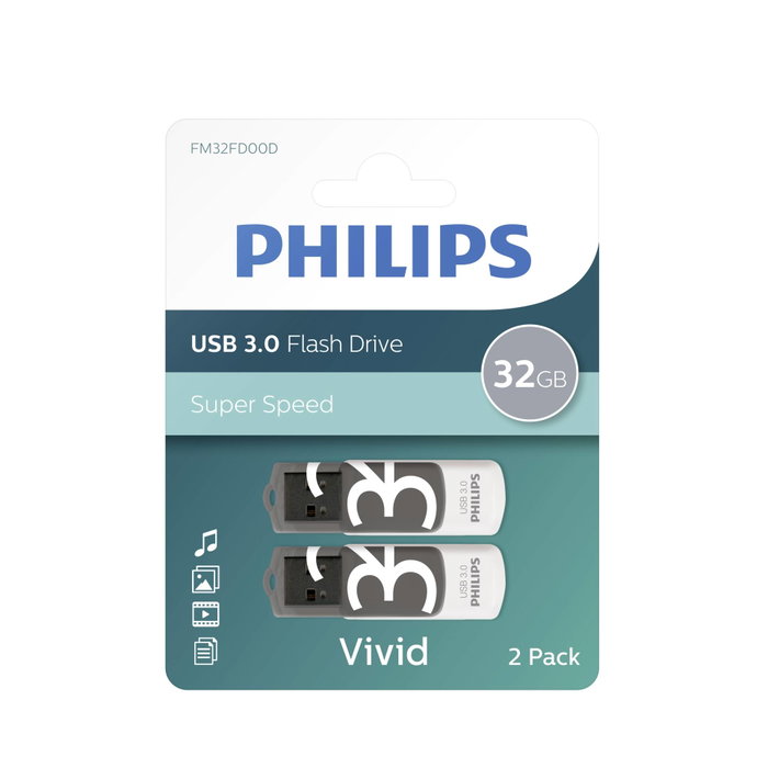 Philips Vivid Edition Shadow Grey USB 3.0 Pack de 2 - 32GB