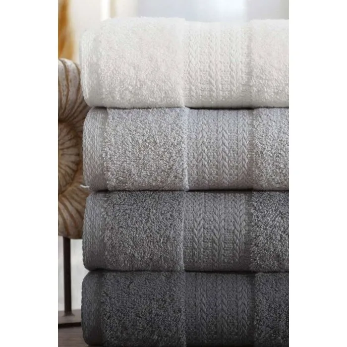 Ensemble de 4 serviettes de main en coton 100 %, 50 x 85 cm, Gris - Pour une élégance sobre et moderne dans votre salle de bain