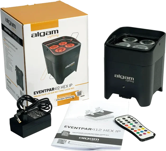 ALGAMLIGHT Projecteur LED Par 4x12W RGB IP65 avec Batterie et W-DMX