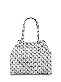 Guess Sac Vikky en textile et cuir blanc pour femme - 32.5x27x15 cm - Sac à main